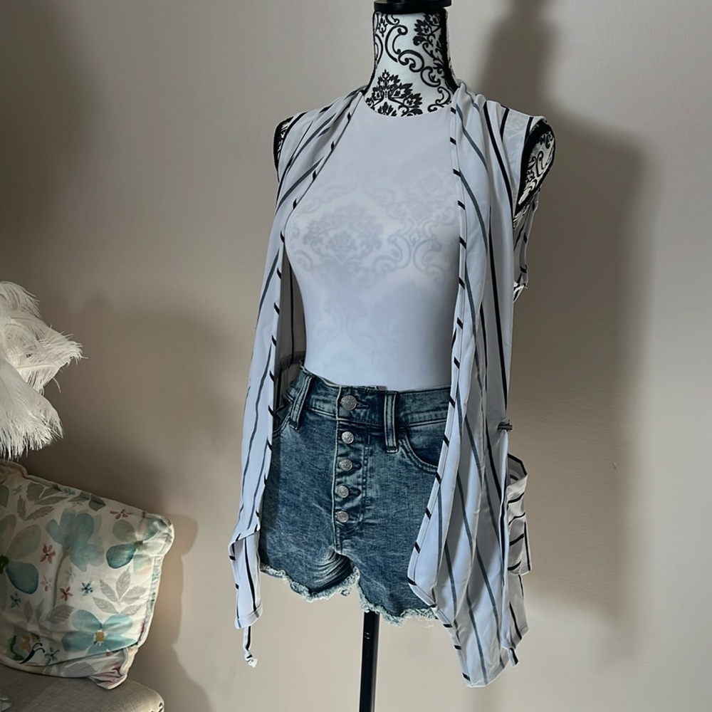 Size small wire and blue striped vest from Maurice’s